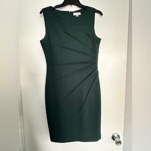 Green Calvin Klein dress with rouching, Size 10